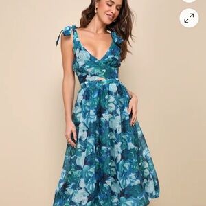 Lulu's Green Midi Sundress with Flutter Sleeves for Weddings